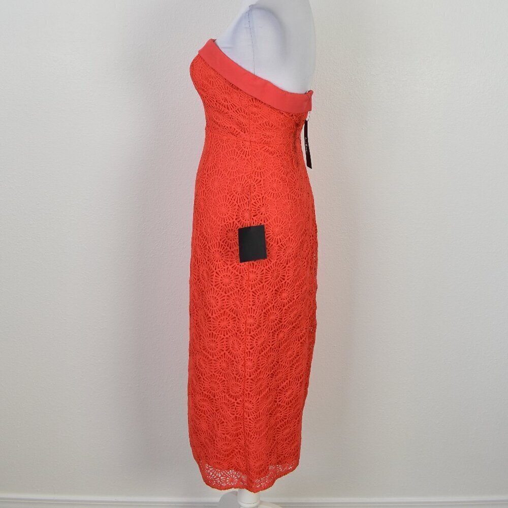 Lulu's Chic Intent Bright Red Crochet Textured Strapless Midi Dress NEW - XS - Picture 6 of 10